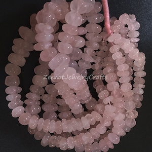 8&quot; Natural Pink Rose Quartz Carved Watermelon Rondelle Gemstone Beads Jewelry Making Crafts