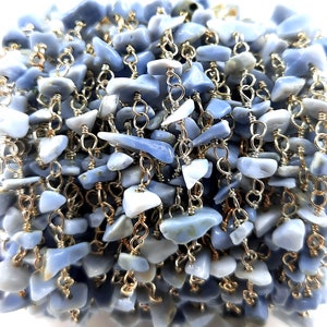 Blue Opal Chip Beads: Gold Plated Rosary Chain, Jewelry Making