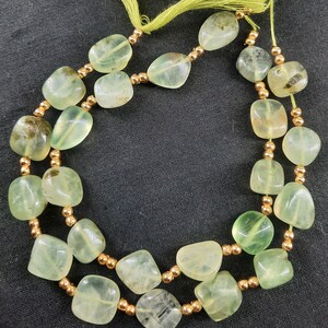 Perline di pietra preziosa lisce a forma di pepita di prehnite muschio verde naturale da 8 pollici, perline sciolte fatte a mano, per la creazione di gioielli artigianali