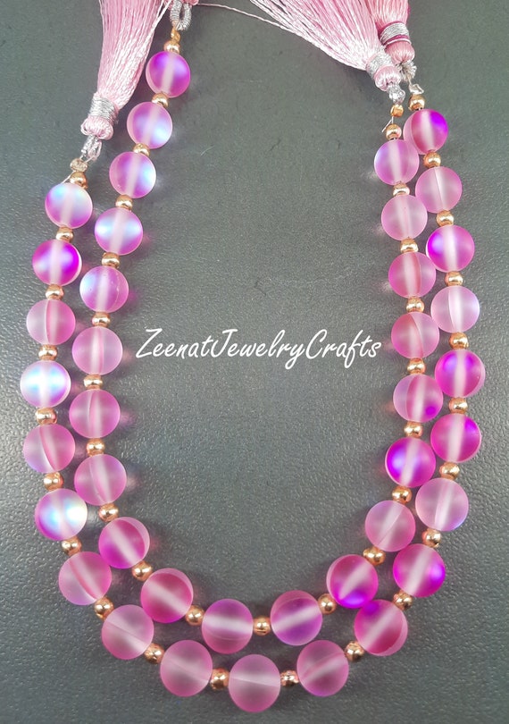 Cristallo Aurora Opaco Perline Di Vetro Pietra Gemma 8MM Rosa Glitter Smerigliato Sirena Brillante Perline Rotonde Sciolto Pietra Di Luna Smerigliato Per La Fabbricazione Di Gioielli - Foto 4