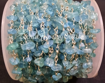 Sky Apatite Uncut Chips Silver Rosary Chain Silver Plated Chains Beads Roll Bulk Wholesale Feet Rosary Chain Rosary Beads Chain