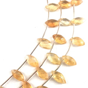 Natural Citrine Quartz Faceted Briolette Marquise Shape 8&quot; Strand Gemstone Beads Citrine Jewelry Making Crafts