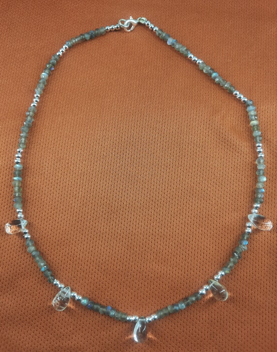 Collier Réglable Labradorite & Rubis - 18 Pouces, Argent 925, Fait Main En Inde