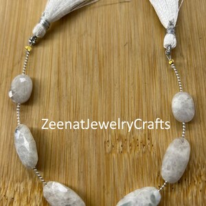 Faceted Rainbow Moonstone Oval Beads: Flashy Blue Fire Gemstone, T-Drilled, 6 Pcs