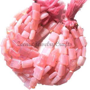 8 Inch Strand Pink Opal Smooth Rectangle Shape Gemstone Beads Size 9x11-11x14mm Opal Plain Chicklet Handmade Beads Jewelry Making Crafts