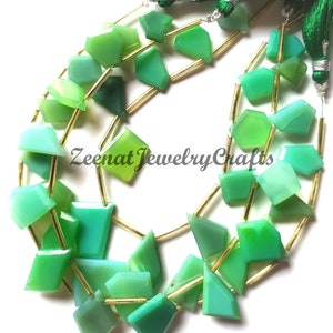 8 Inch Strand Natural Green Chrysoprase Faceted Table Cut Fancy Shape Gemstone Beads 7x10-12x17 mm Jewelry Making Crafts