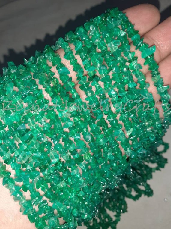 Raw Rough Beads Loose Beads 34" Strand Natural Green Onyx Smooth Uncut Chips Gemstone Beads Green Onyx Nugget Uncut Chips Jewelry Designing