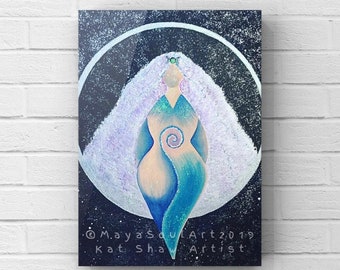 WISDOM KEEPER Canvas Print glitter embellished painted empowering Goddess