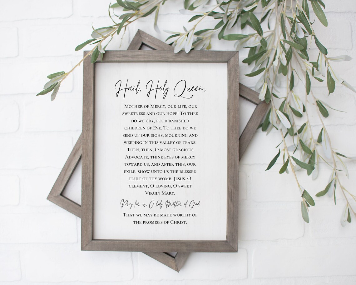 Hail Holy Queen Prayer Print - Catholic Prayer Printable Instant ...