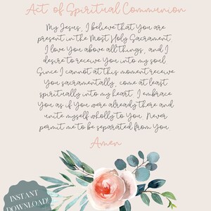 Act of Spiritual Communion Prayer Print (pink) - Catholic Prayer ...