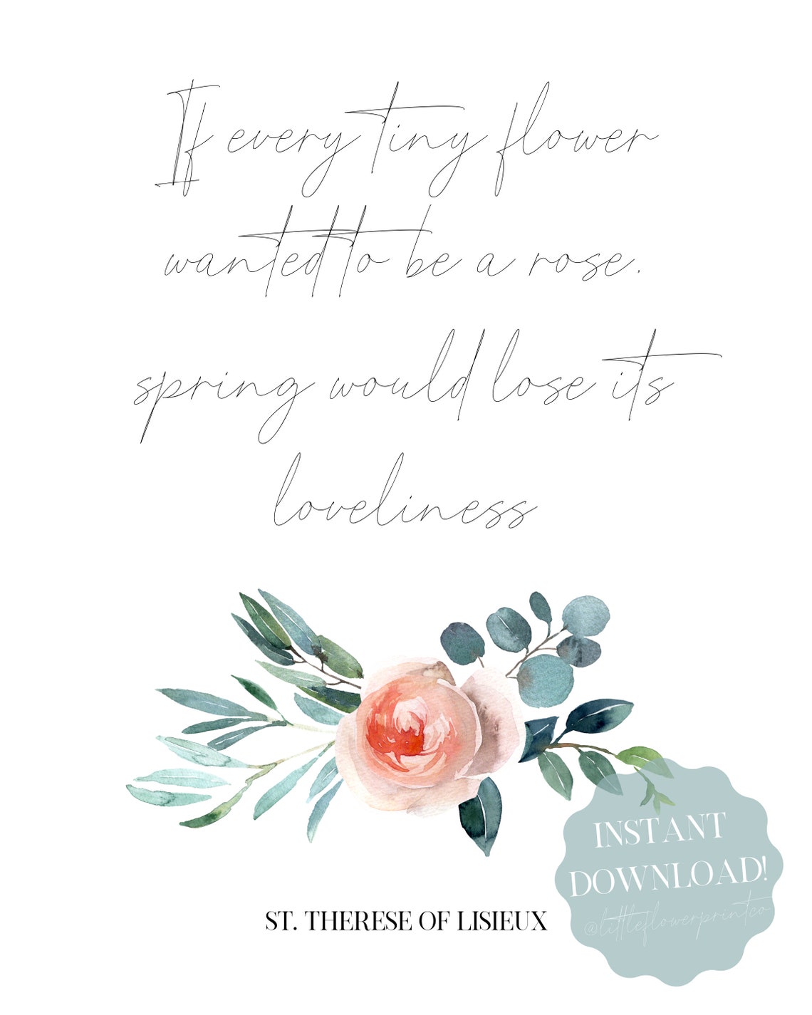 St. Therese Quote Printable Saint Quote Instant Download Etsy