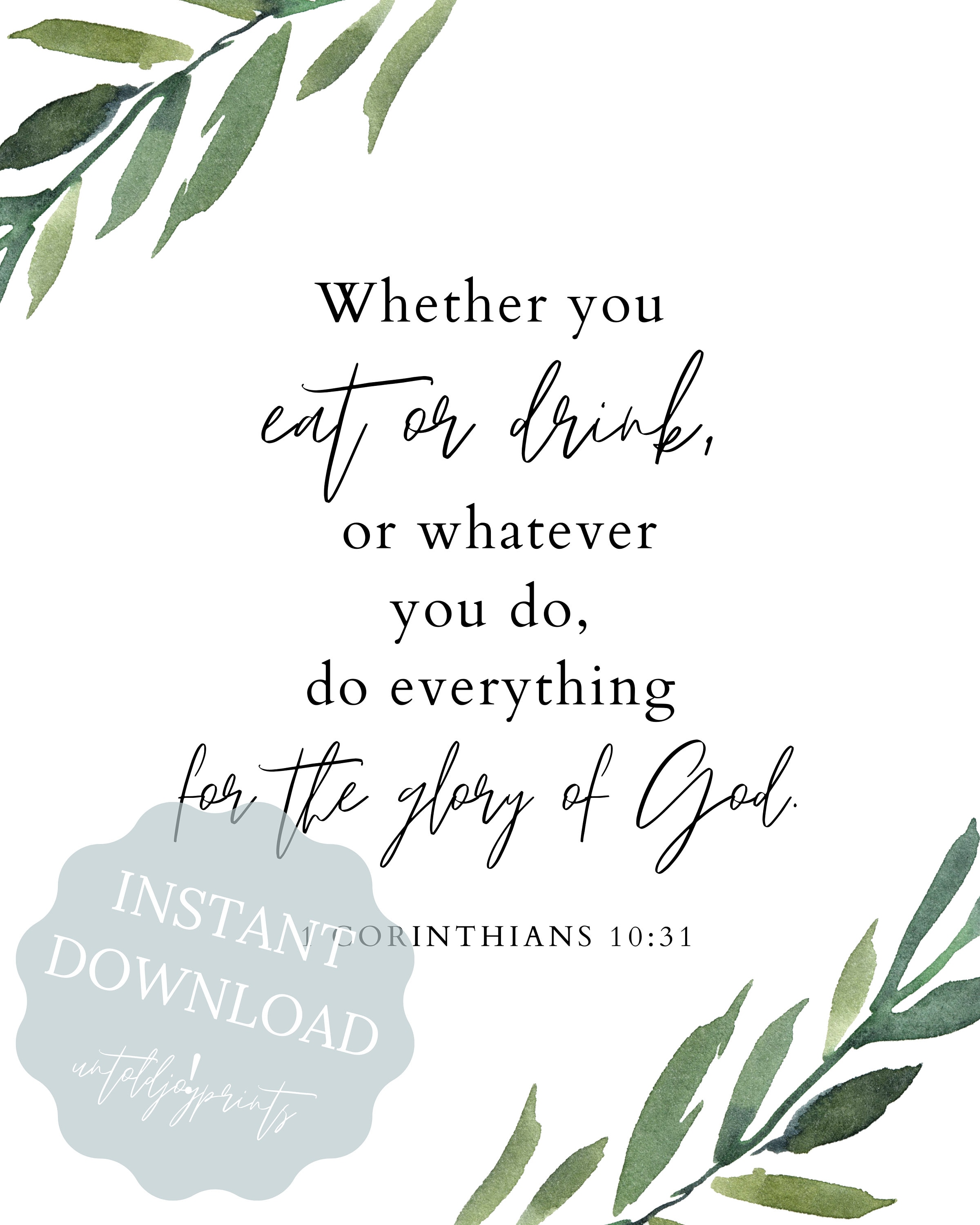 Kitchen Bible Verse Print Catholic Home Decor Digital Download Print 1