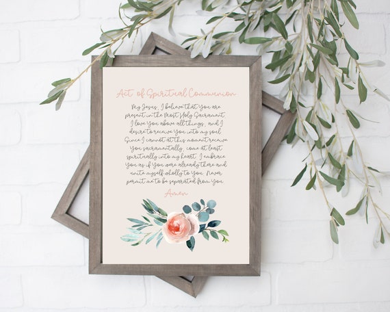 Act of Spiritual Communion Prayer Print pink Catholic - Etsy