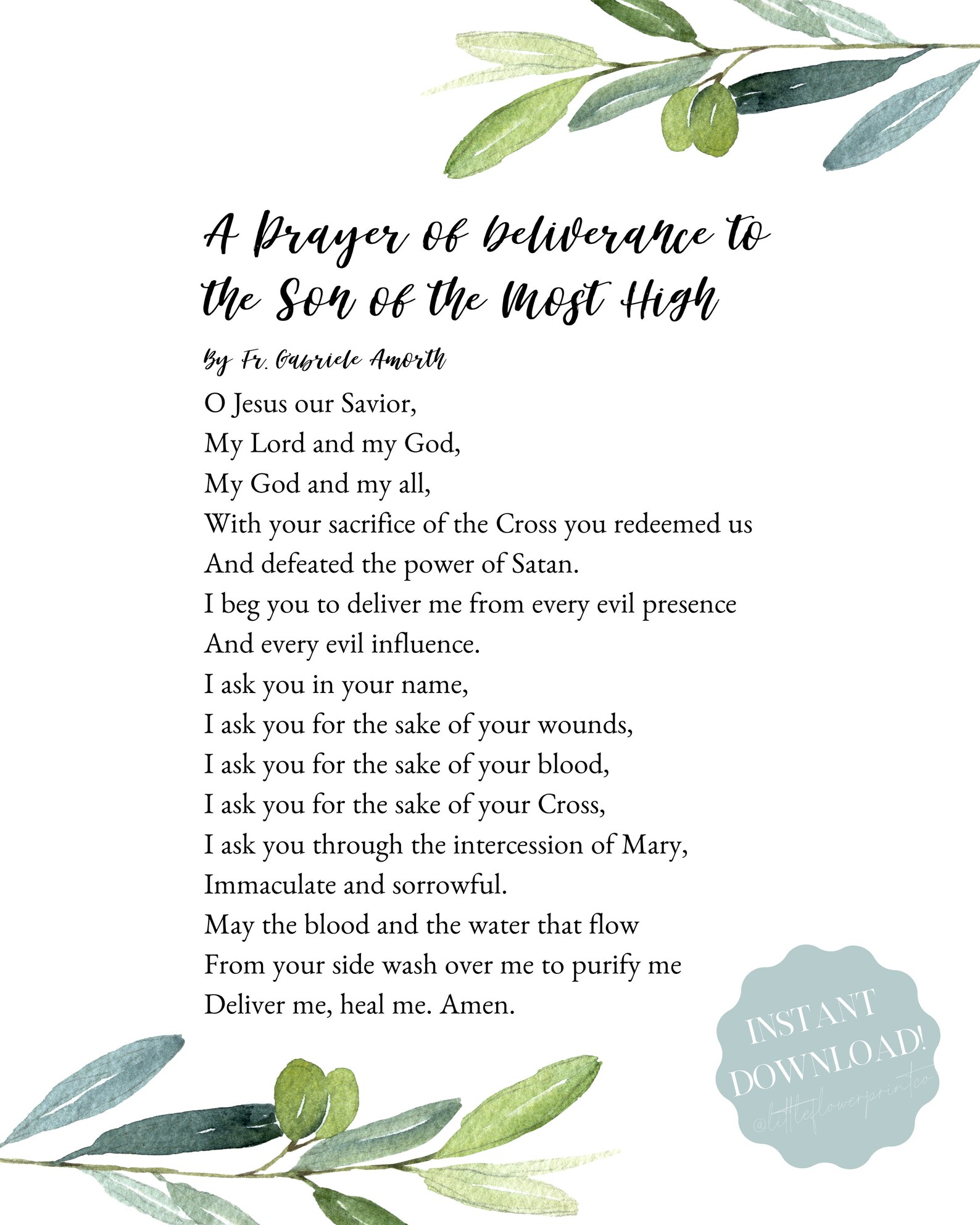 A Prayer of Deliverance to the Son of the Most High by Fr. Gabriele