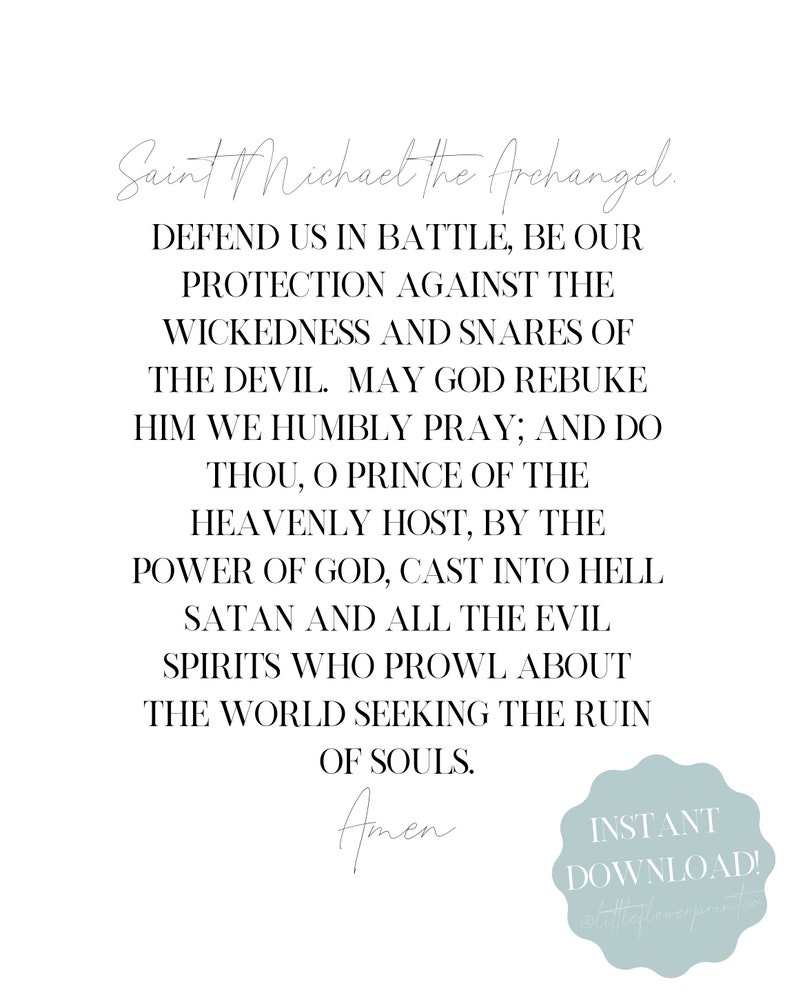 St. Michael Prayer Printable Instant Download Printable | Etsy