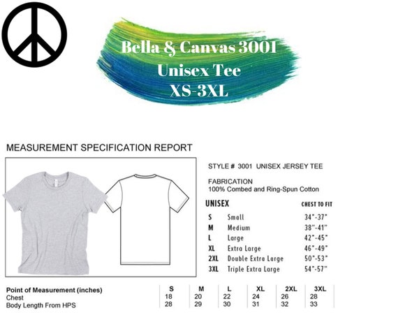 Etsy T Shirt Size Chart