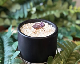 Handmade Raw Amethyst Copper Ring, Electroformed Boho Ring (Size 9)