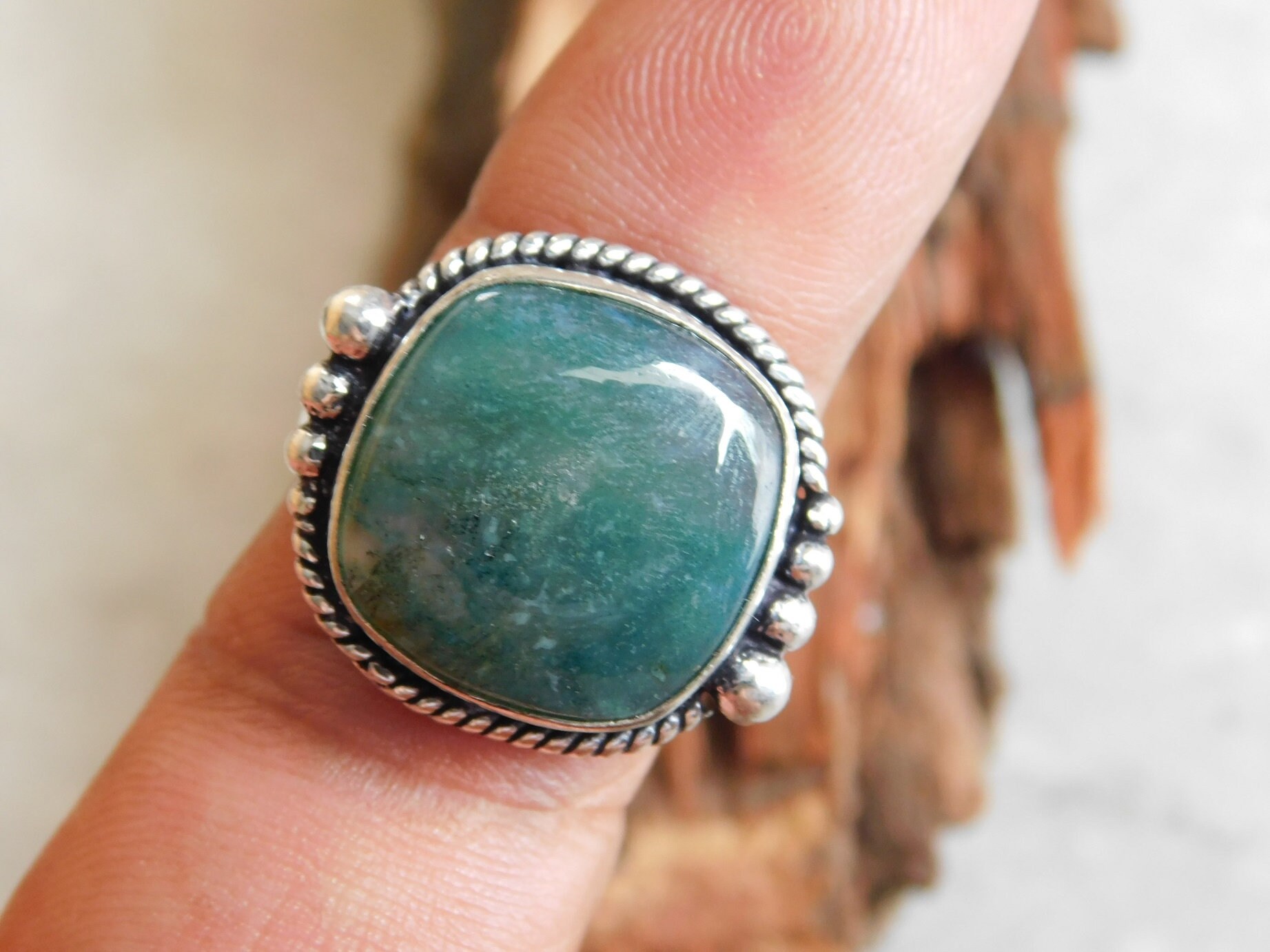 Moss agate ring sterling Silver ring agate ring moss agate | Etsy
