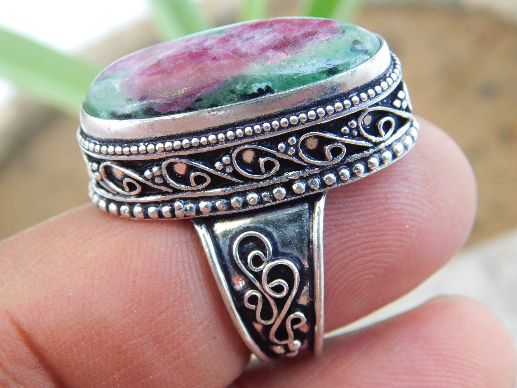 Amazing Ruby Zoisite Ring Sterling Silver Ring Ruby Zoisite Etsy