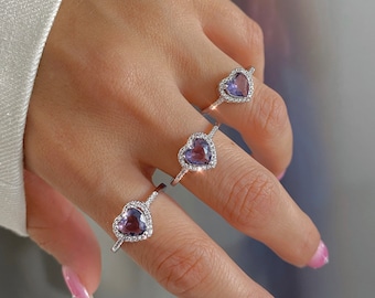 Pandora Purple Ring,Pandora Purple Heart Ring,Pandora Heart Ring,Pandora Ring,Pandora Gift for Mother, Gift for Lover, Gift for Girlfriend