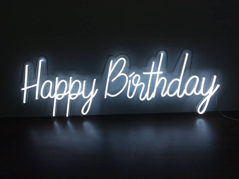 Custom Neon Sign happy Birthday Light for Weddings, Engagement Parties, or Events. Message to Custom Neon Sign happy Birthday Light for Weddings, Engagement Parties, or Events. Message to