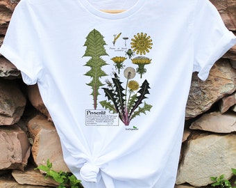 Löwenzahn Botanische Kunst t-shirt • Cottagecore Goblincore • Gelbe Blume shirt • Blumen Pflanzen Naturliebhaber • Unisex • Vintage Ästhetik