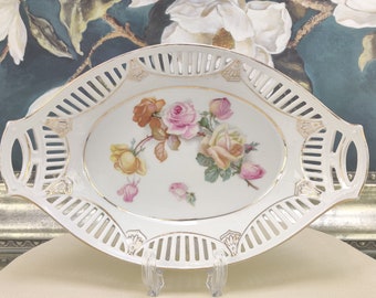 Decor Plate, GERMANY,  Pierced Porcelain Basket