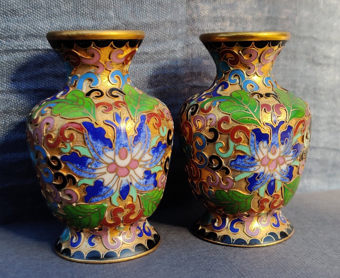 Vintage Authentic Cloisonné Mini Vases Gift Etsy