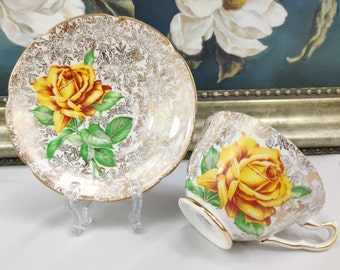 Vintage Tea Cup, COLLINGWOODS, Tea Cup And Saucer, GOLDEN ROSE, Gift