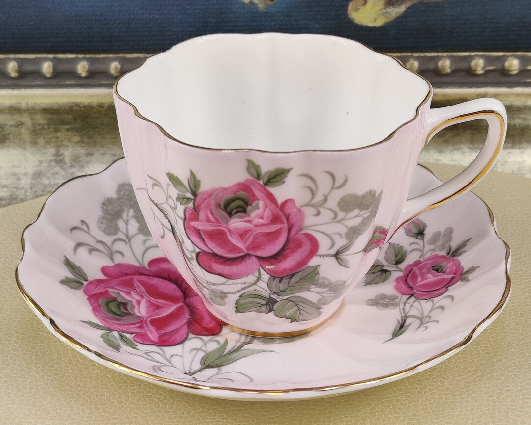 Vintage, Tea Cup, OLD ROYAL, Tea Cup and Saucer, England, Baby Pink