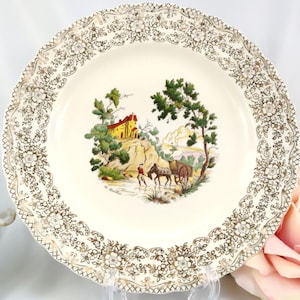 Vintage Dekor Teller, American LIMOGES, Chateau France, 22K Gold, Geschenk