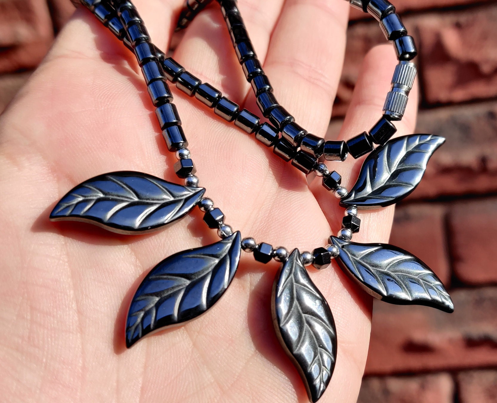 Vintage Necklace Hematite Magnetic 