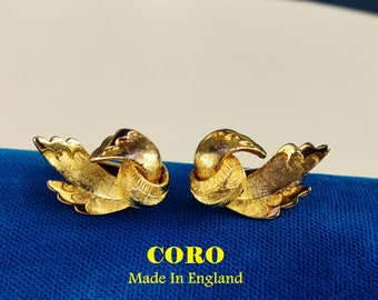 Vintage Clip On Earrings,  Signed CORO, Made In England