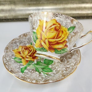 Vintage Tea Cup, COLLINGWOODS, Teacup And Saucer, GOLDEN ROSE