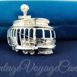 Vintage Brosche, TORTOLANI, Straßenbahn, Trolley, Hyde and Market Street, San Francisco, Geschenk
