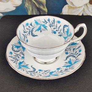 Vintage Grosvenor Bone China Tea Cup and Saucer - Debutante Hand Painted