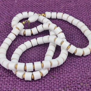 Vintage Necklace, CROWN TRIFARI, Signed Jewelry,  White Necklace