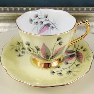 Vintage Royal Albert Teacup and Saucer: Lemon Yellow Floral