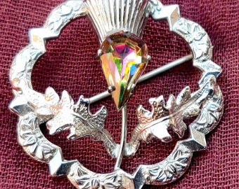 Vintage broche, MIZPAH, Keltisch, Distel, Kilt Pin, Cadeau, Schotse, Gesigneerde sieraden