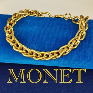 Vintage Bracelet, MONET, Linked Bracelet, Gold Toned