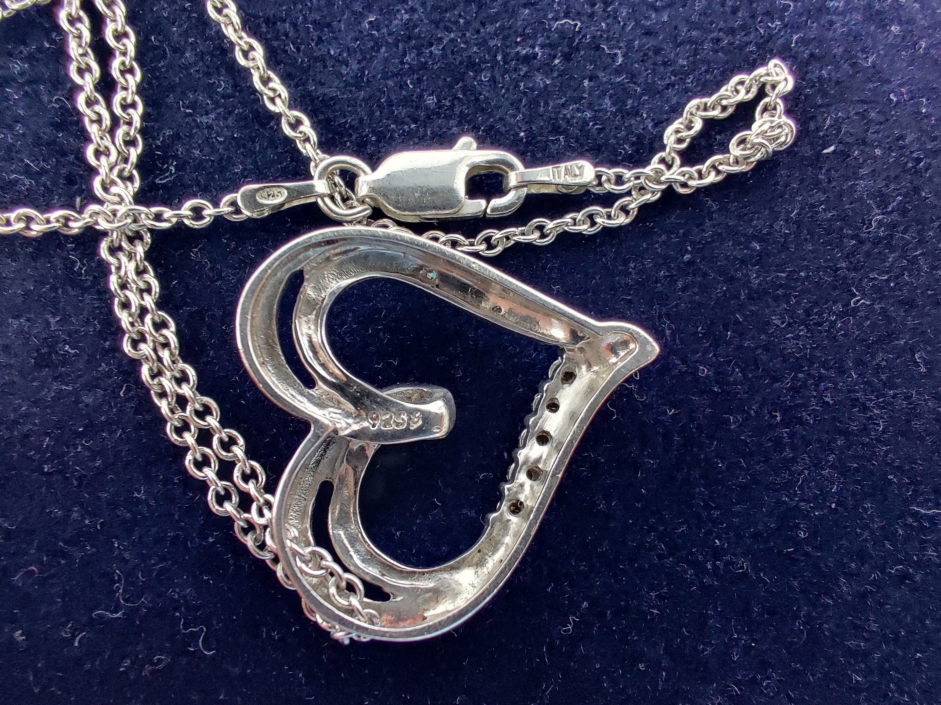 Collana Girocollo Vintage Con Ciondolo A Doppio Cuore E Cristalli – Argento, Regolabile 40+5 Cm, Per Donne E Ragazze