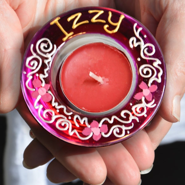 IZZY Pink Daisy Candle Holder - PRÊT À EXPÉdier cadeau Tealight