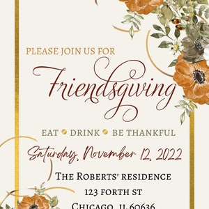 FRIENDSGIVING DINNER INVITATION. 5X7 Editable Template - Etsy