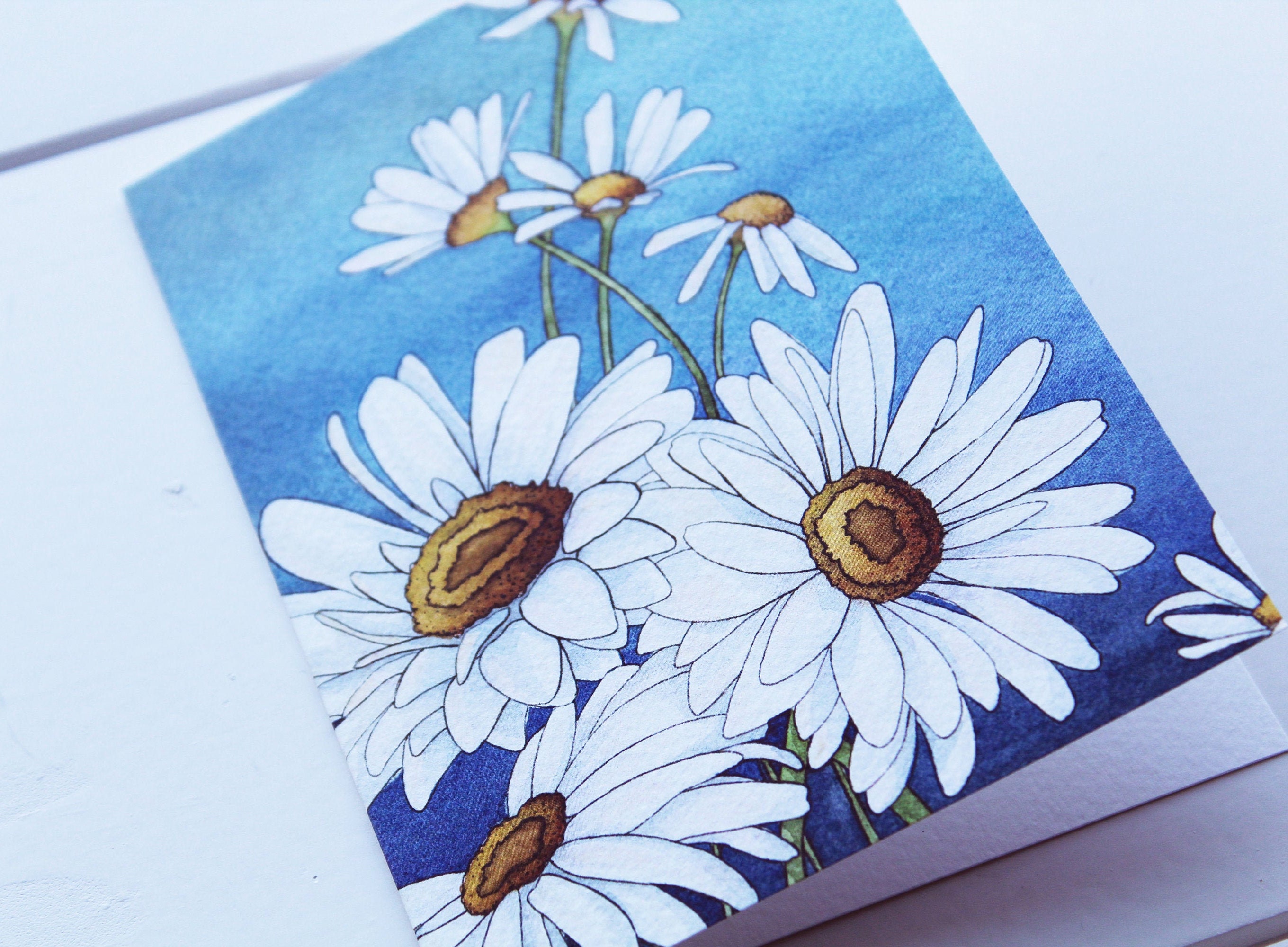 Watercolor Greeting Cards Watercolor Daisies Blank Cards and | Etsy