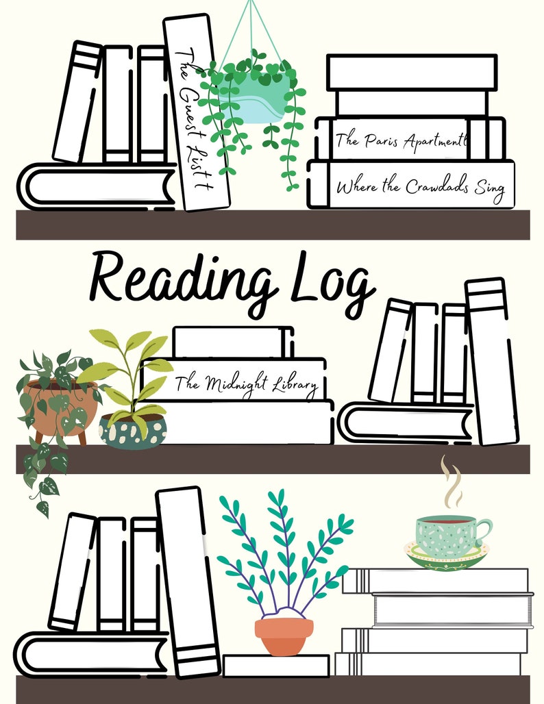 Reading Log Printable, Fill in Bookshelf, Bookshelf, Book Tracker