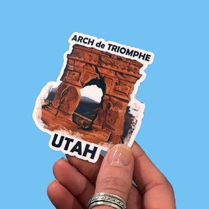 Adesivo Arco di Trionfo, Resistente all'acqua, Adesivo Utah Arches, Arco di Trionfo, Moab UT, Regalo unico e divertente, Arte di Ben Steele, Regalo per un collega