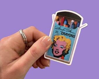Marilyn Crayons Sticker, Water Resistant, Pop Art History Sticker, Warhol, Fun-Unique Gift, Marilyn Monroe, Ben Steele Art, Coworker gift