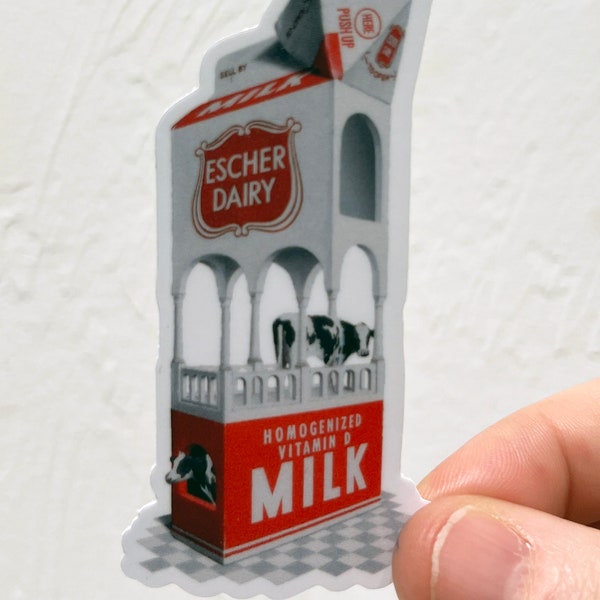 Escher Dairy sticker, Art History Sticker, MC Escher Parody, Fun-Unique Gift, Ben Steele Art, Coworker gift