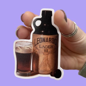 Leonardo Lager, Water Resistant, Art Sticker, or decal, Vitruvian Man Da Vinci, Fun-Unique Gift, Coworker Gift, Ben Steele Art