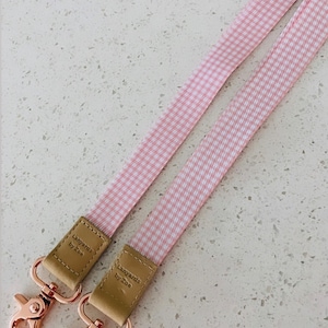 Pink and White Fabric Lanyard - Fabric Lanyard - Teacher Lanyard - Teacher Gift